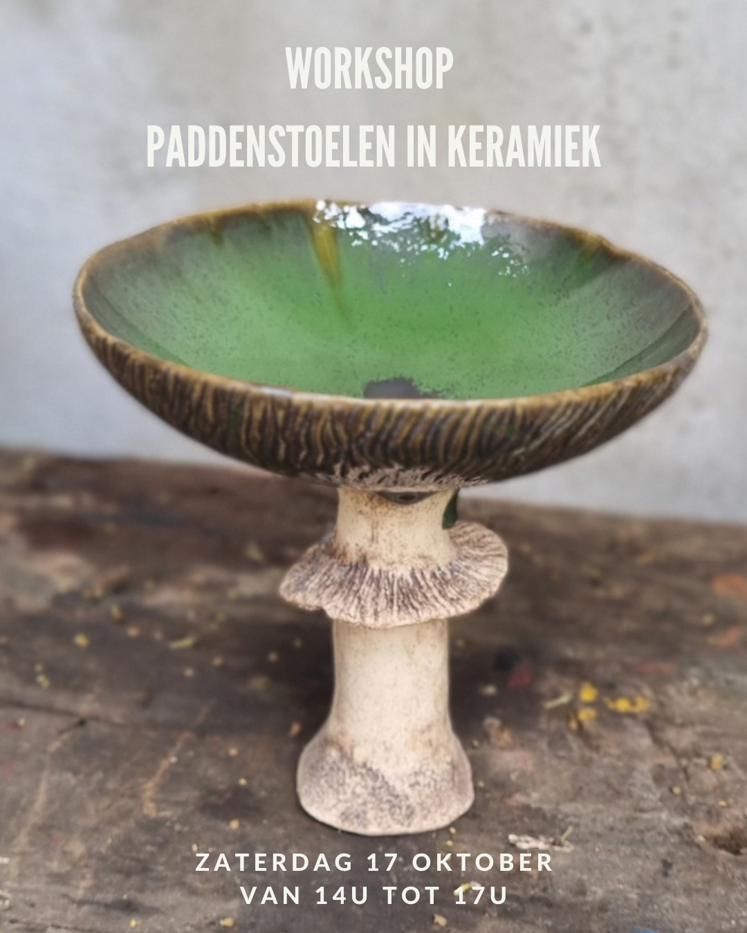 Haal de feeërieke herfstsfeer zelf in huis! 

Geniet jij tijdens herfstwandelingen ook zo van al die prachtige paddenstoelen? 
Kom tijdens onze gezellige workshop je eigen unieke paddenstoelen of paddenstoelenschaaltjes uit keramiek maken!

Binnen zijn ze perfect als sfeervolle herfstdecoratie, kaarsenhouder of aperitiefschaaltje. Buiten breng je er je tuin mee tot leven, of maak je er een schattig drink- en voederschaaltje van voor de vogels.

Je maakt in totaal zo'n 4 creaties en kan je creativiteit helemaal laten gaan. Ervaring is absoluut niet nodig!

Wanneer: Zaterdag 17 oktober | 14:00 - 17:00

Prijs: € 75 (incl. klei, bakken, glazuurafwerking & 4 creaties)

👉 Schrijf je snel in via de link in bio! Er zijn nog een aantal plaatsen beschikbaar.